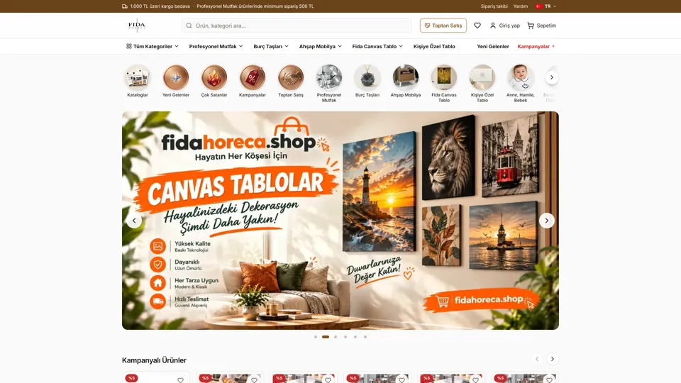 fidahoreca.shop ana sayfasının ekran görüntüsü
